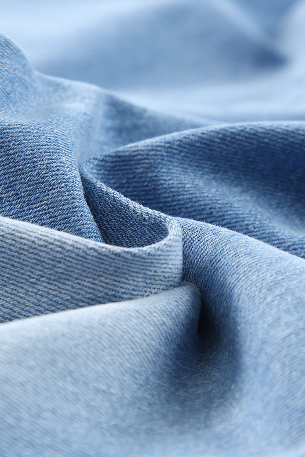 สกายบลูด้านข้างแยกกางเกงยีนส์เอวสูงขาตรงฉีก