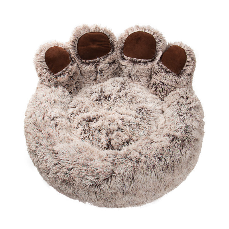 ที่นอนสุนัขแมวรอบบ้านสัตว์เลี้ยงขนาดใหญ่ยาว Plush Deep Sleeping WARM Bear Paw Shape Super Soft Cushion Calm เตียง