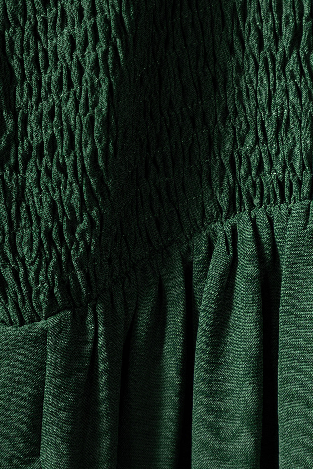 จั๊มสูทขากว้างแขนกุดสม็อคสีเขียวมีกระเป๋า