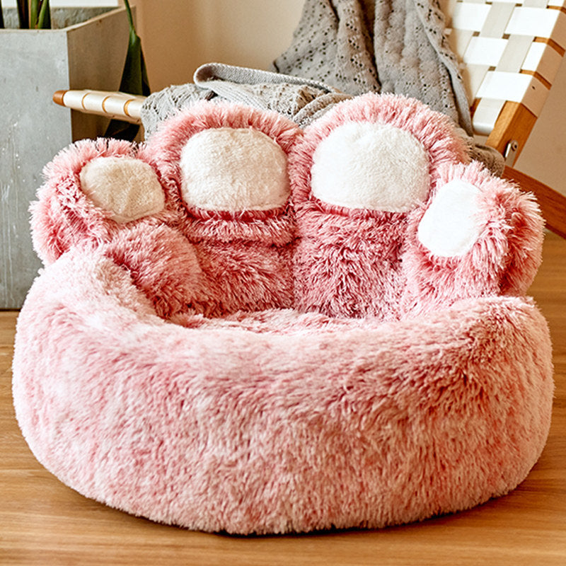 ที่นอนสุนัขแมวรอบบ้านสัตว์เลี้ยงขนาดใหญ่ยาว Plush Deep Sleeping WARM Bear Paw Shape Super Soft Cushion Calm เตียง