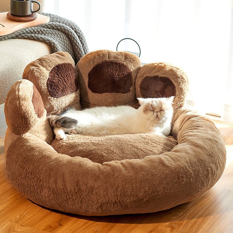 ที่นอนสุนัขแมวรอบบ้านสัตว์เลี้ยงขนาดใหญ่ยาว Plush Deep Sleeping WARM Bear Paw Shape Super Soft Cushion Calm เตียง