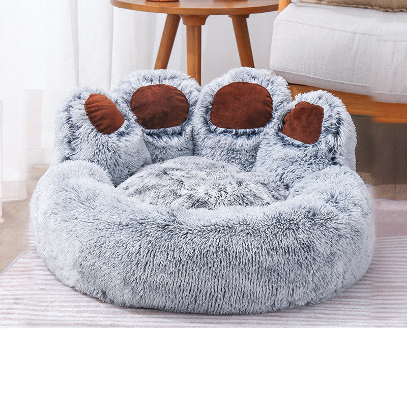 ที่นอนสุนัขแมวรอบบ้านสัตว์เลี้ยงขนาดใหญ่ยาว Plush Deep Sleeping WARM Bear Paw Shape Super Soft Cushion Calm เตียง