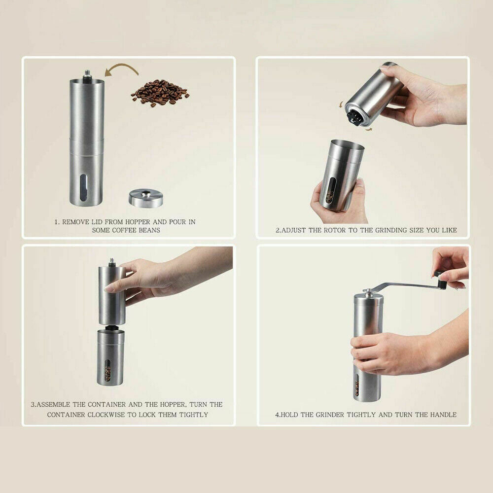 แบบพกพาเครื่องบดกาแฟด้วยตนเองสแตนเลสพร้อมเซรามิค Burr Bean Mill