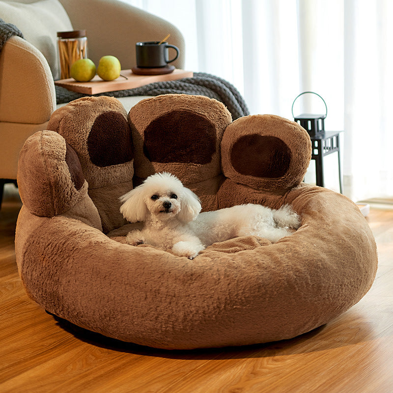 ที่นอนสุนัขแมวรอบบ้านสัตว์เลี้ยงขนาดใหญ่ยาว Plush Deep Sleeping WARM Bear Paw Shape Super Soft Cushion Calm เตียง