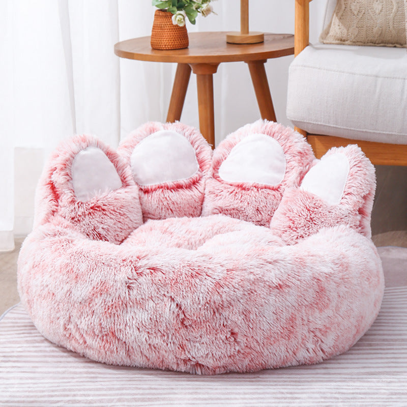 ที่นอนสุนัขแมวรอบบ้านสัตว์เลี้ยงขนาดใหญ่ยาว Plush Deep Sleeping WARM Bear Paw Shape Super Soft Cushion Calm เตียง