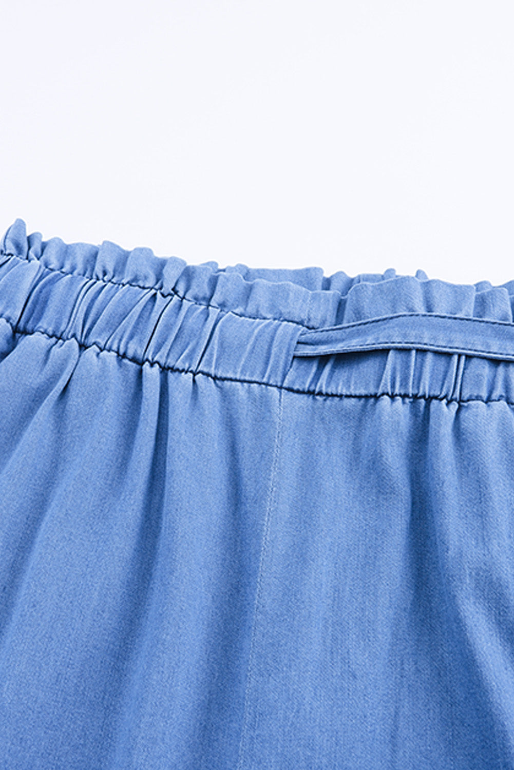 กางเกงยีนส์ Tencel ขากว้างเอวสูงกระเป๋า