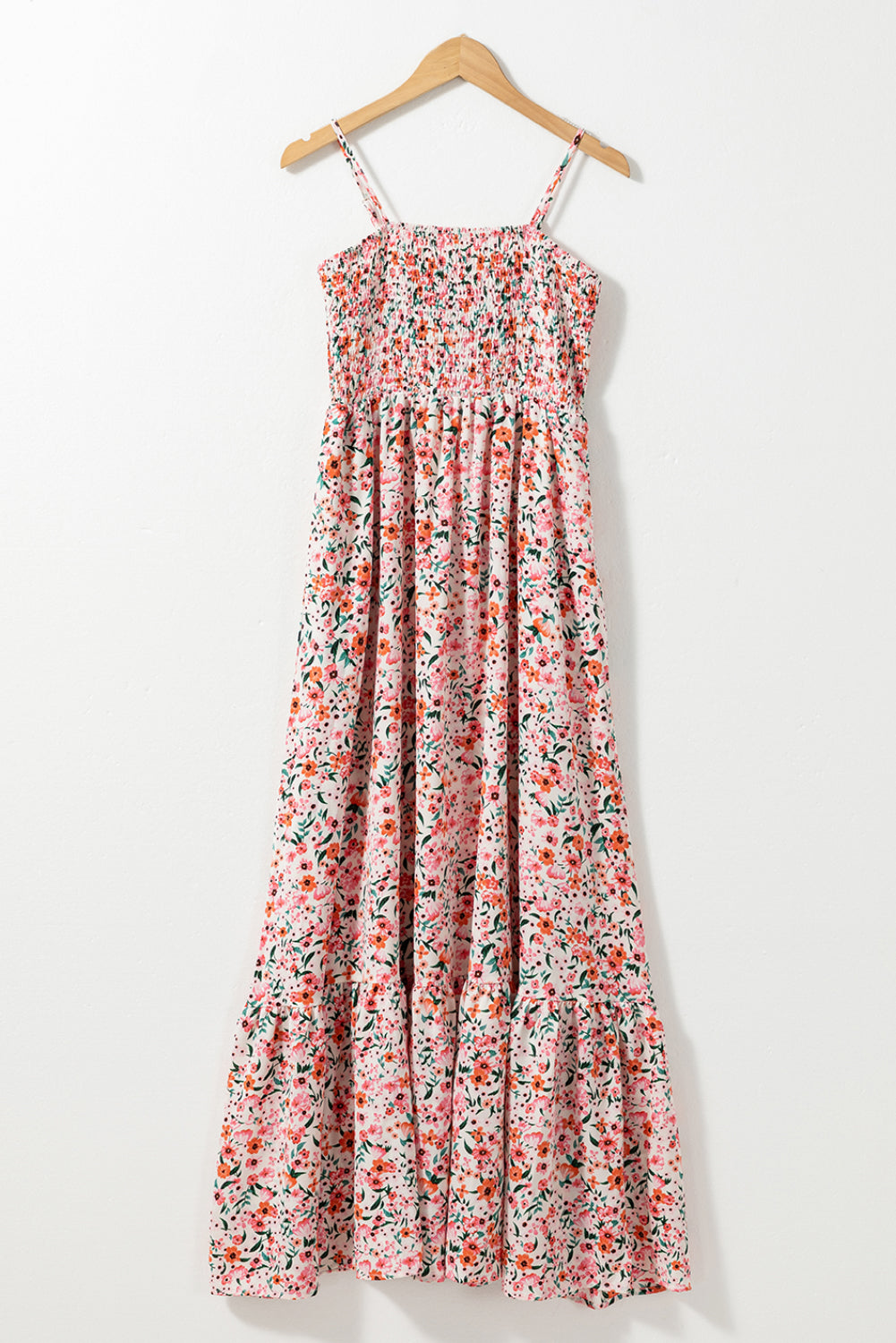 ชุดแม็กซี่เดรสลายดอกไม้ Boho สีขาว