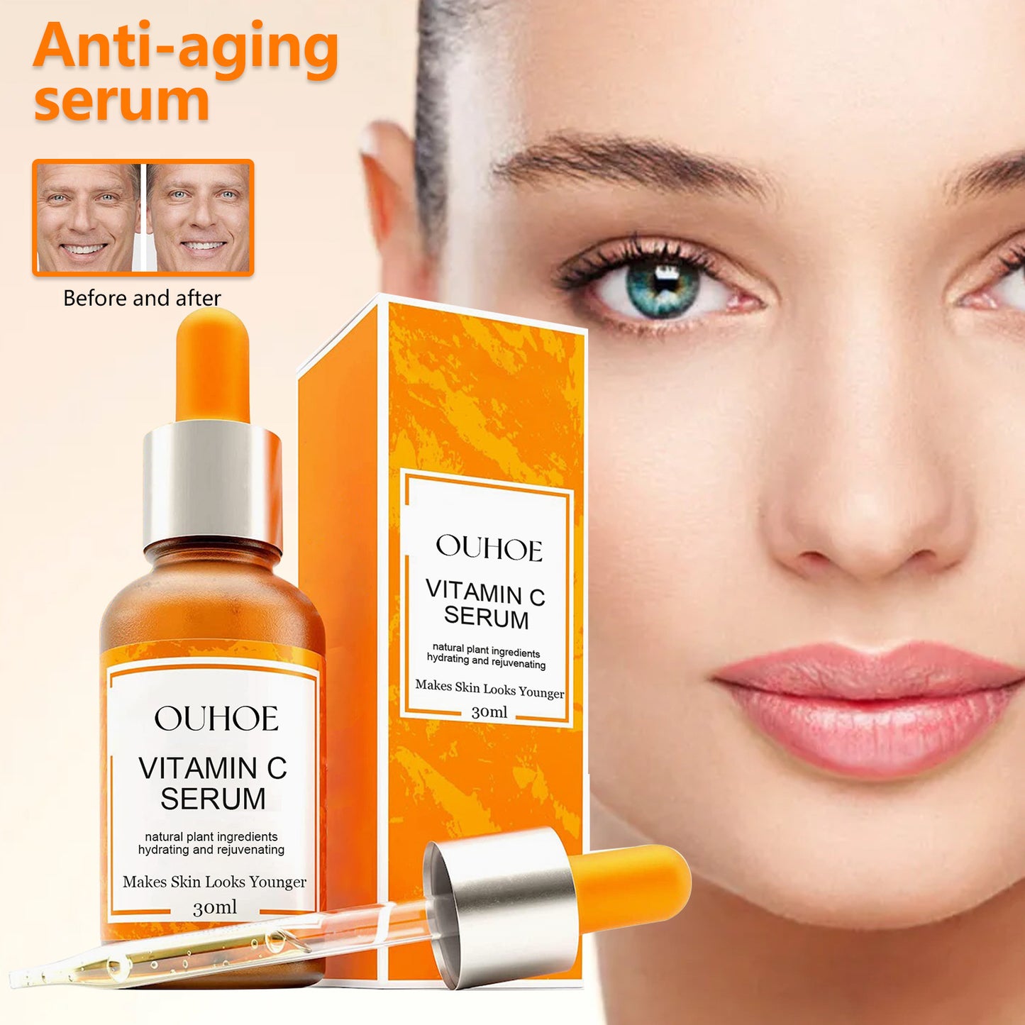ริ้วรอยเหี่ยวย่นริ้วรอยฝรั่งเศสกระชับผิวหน้า Anti-Aging Care Solution