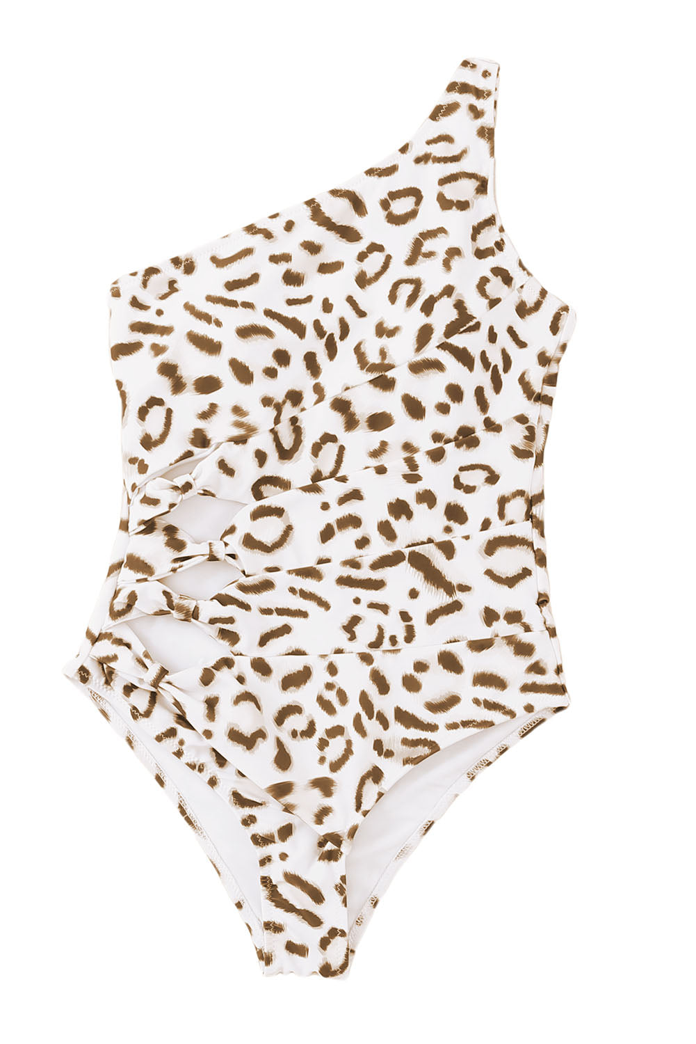 Leopard Print One Shoulder Hollow-out One-Piece Swimsuit