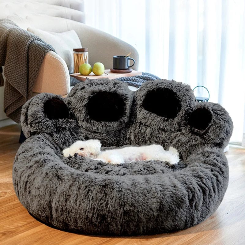 ที่นอนสุนัขแมวรอบบ้านสัตว์เลี้ยงขนาดใหญ่ยาว Plush Deep Sleeping WARM Bear Paw Shape Super Soft Cushion Calm เตียง
